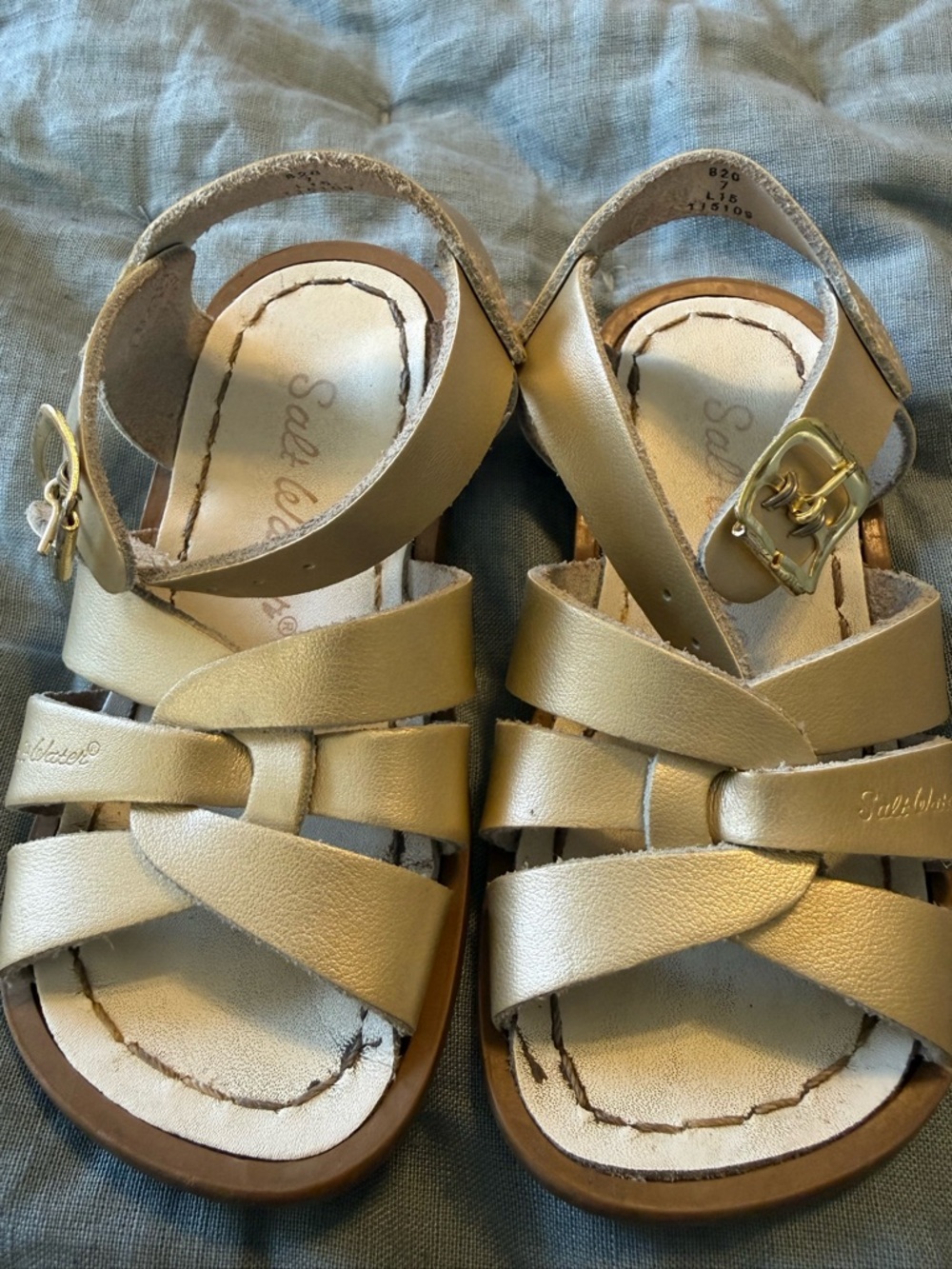 Gold Toddler Girls Sandals with Buckle Strap